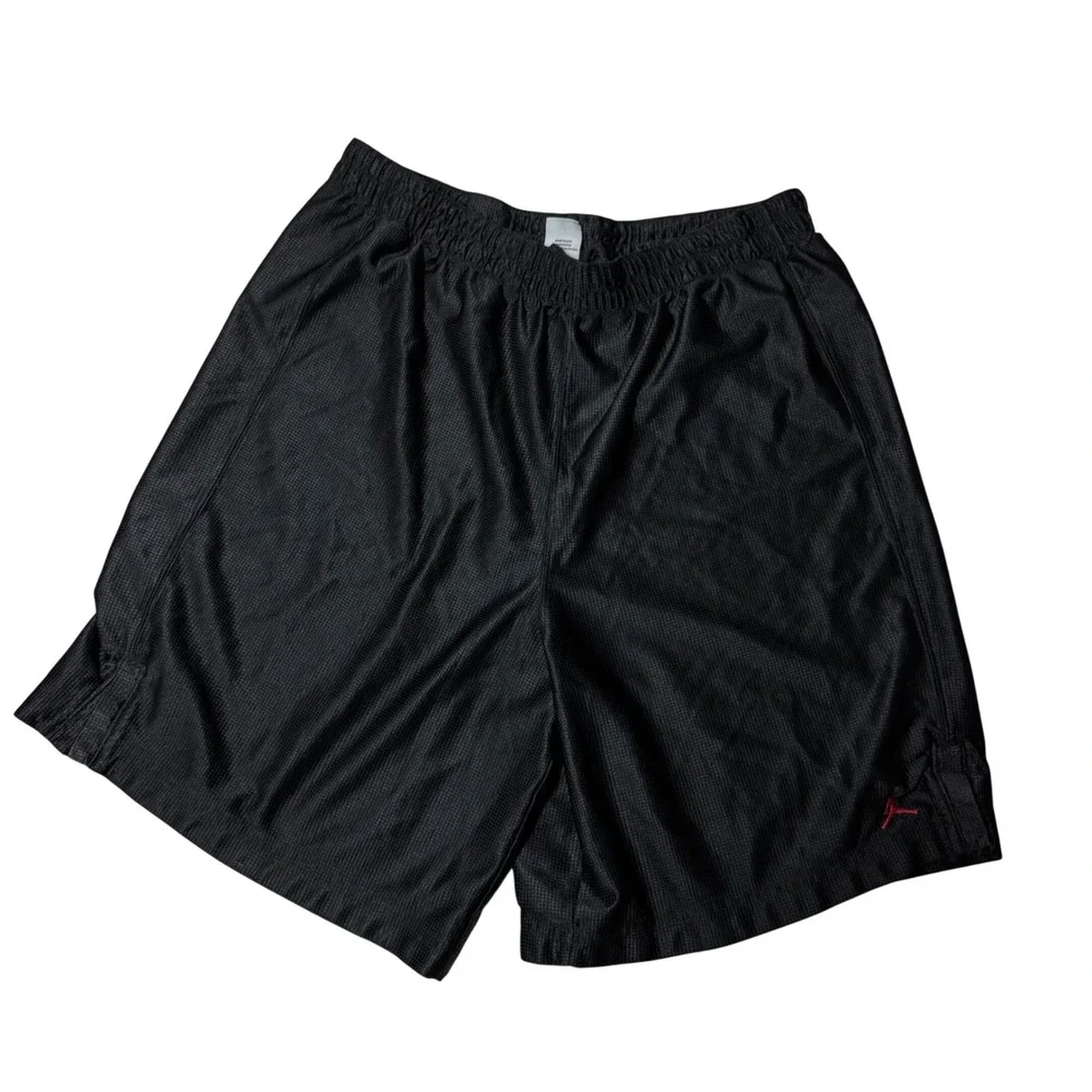 Jordan Mens Black Mesh Basketball Shorts Red Jumpman Logo XL